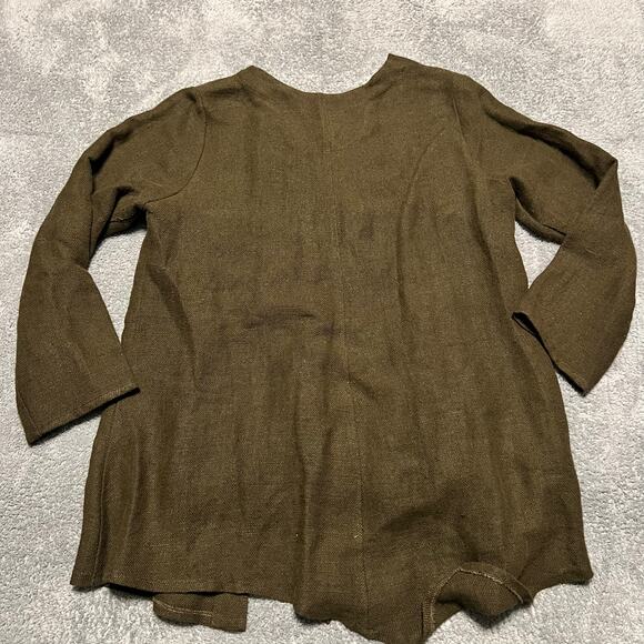 Olars Ulla Women Jacket 100% Linen One Size Green 2 Button Oversized Lagenlook - Picture 3 of 7